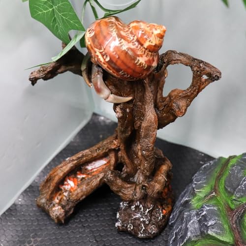 Hermit Crab Climbing Toy, Aquarium Betta Fish Hideout Caves, Resin Tree Trunk Ornament, Tank or Aquarium Decorations, Climbing and Hide Toy for Reptile Lizard Newt Hermit Crab