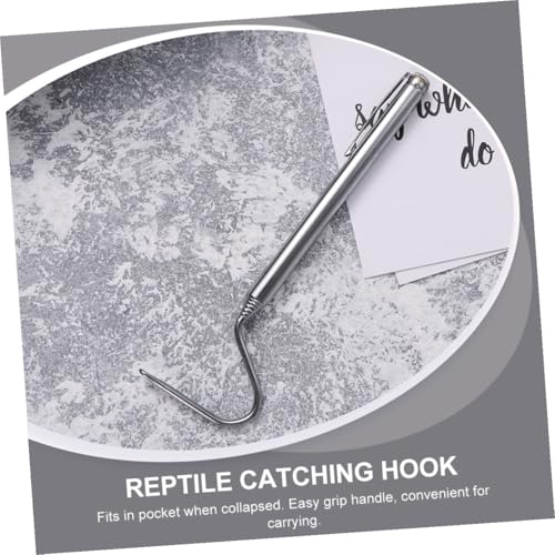 Abaodam 2pcs Stainless Steel Telescopic Snake Hook Extensible Reptile Catching Tool with Easy Grip Handle for Safe Handling and Feeding of Snakes and Reptiles