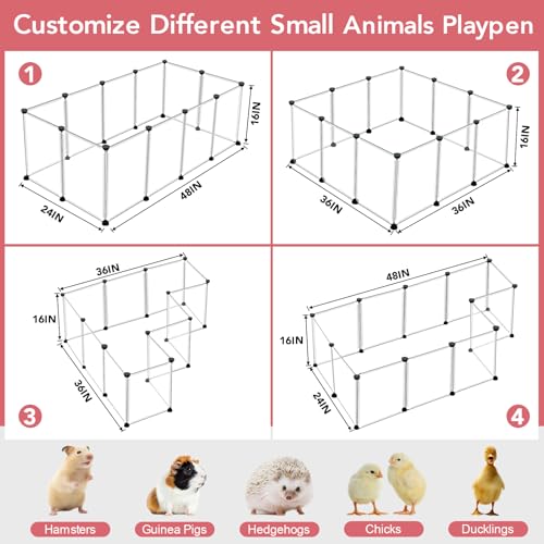 VISCOO 12 Panels Transparent Small Animals Playpen,48" x 24" x 16" Portable Pet Playpen,Plastic Enclosure,Puppy Play Pen for Indoors Outdoor Pet Fence for Guinea Pigs,Bunny,Ferrets,Hamsters,Hedgehogs | Puppy Play Pen Indoors Outdoor,Pet Fence for Guinea P