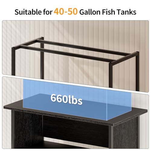 APPOLYN 40-50 Gal 3-Tier Aquarium Stand Fish Tank Stand, Black | 36.6"Lx18.9"Wx31.5"H, Heavy Duty Metal Frame, Turtle Reptile Terrarium Tank Stand, Living Room, Reception Room, Office - color: Black, size: 40-50 Gallon