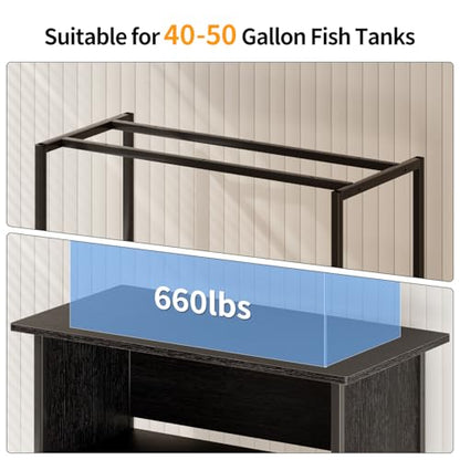 APPOLYN 40-50 Gal 3-Tier Aquarium Stand Fish Tank Stand, Black | 36.6"Lx18.9"Wx31.5"H, Heavy Duty Metal Frame, Turtle Reptile Terrarium Tank Stand, Living Room, Reception Room, Office - color: Black, size: 40-50 Gallon