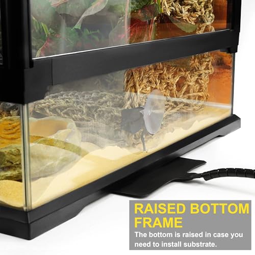 18"x18"x24" Reptile Terrarium, Aluminum-Frame Glass Vivarium for Small Arboreal Reptiles Such as Small Chameleons, with Lock, Cable Port, Waterproof Deep Base
