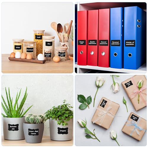 Chalkboard Labels - 300pcs Waterproof Reusable Blackboard Stickers with 2 Free Erasable White Chalk Marker, Mini Decorative Chalk Labels for Jars Containers Kitchen Home Pantry Office - style: 300 Wavy and Rectangle Shapes