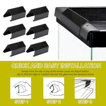 6Pack Reptile Terrarium Covers Heavy Duty Screen Clips for 5-29 Gallons, Aquarium Lid Clips for Reptile Tank Lid, Rreptile Enclosure Lock for Amphibian and Turtle Terrarium Covers