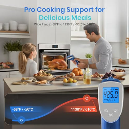 Etekcity Infrared Thermometer Laser Temperature Gun, -58°F~1130°F, Blue | Cooking, Pizza Oven, BBQ, Meat, Kitchen, Reptile, HVAC, Adjustable Emissivity, MAX Display, High Temperature - color: Arctic Blue, style: Advanced