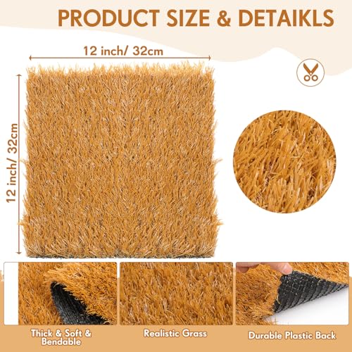 Teenyyou 24 Pack Chicken Nesting Box Pads, 13 x 13 x 1.18 Inch Washable Nesting Pad for Chicken Coop, Artificial Grass Rug Carpet Reusable Nest Box Bedding Fake Synthetic Turf Mat for Hen Laying Eggs
