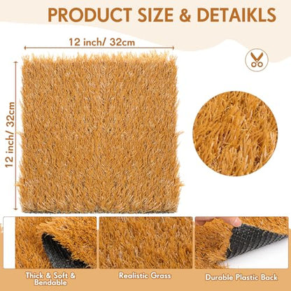 Teenyyou 24 Pack Chicken Nesting Box Pads, 13 x 13 x 1.18 Inch Washable Nesting Pad for Chicken Coop, Artificial Grass Rug Carpet Reusable Nest Box Bedding Fake Synthetic Turf Mat for Hen Laying Eggs
