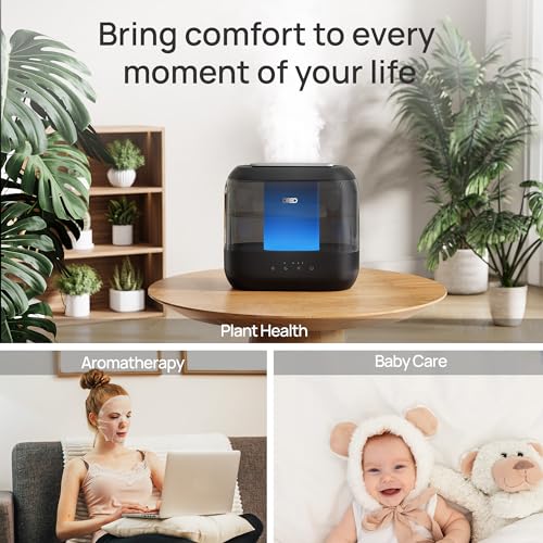 DREO 4L Humidifiers for Bedroom, 36H Runtime, 28 dB Quiet, HM311, Black | Easy to Refill & Clean, BPA-Free, Nightlight, Supersized Air Humidifiers for Large Room, Baby Nurseries, Plants, Indoor | Easy to Refill & Clean, BPA-Free, Nightlight, Supersized Ai