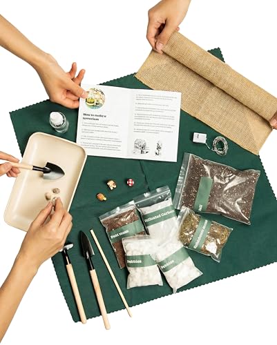DIY Terrarium Kit with 13 Items Soil Pebbles Sphagnum Moss Activated Carbon Burlap Peat Moss Terrarium Tools Indoor Garden Make Your Own Terrarium - style: Terrarium Kit