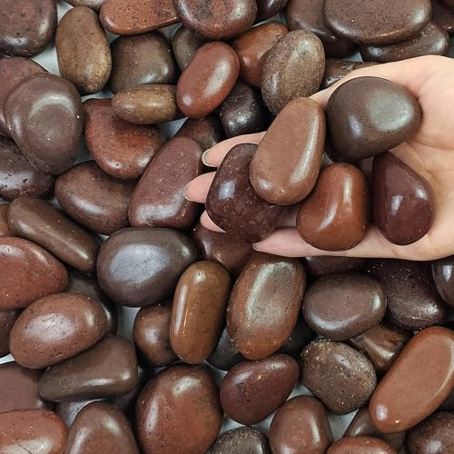FANTIAN 10 lbs Red River Rocks, 1-2 Inch Polished Pebbles for Indoor Plants, Decorative Rocks Stones for Landscaping, Vases, Aquariums, Fountains, Pathways, Backyard and Garden - color: Red, size: 10 lbs, 1-2 Inch