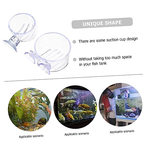 Toddmomy 4Pcs Aquarium Plant Cups with Suction Holders Red Worm Bloodworm Feeder Fish Tank Feeding Dish for Aquatic Plant Care and Fish Feeding Acrylic Easy Clean
