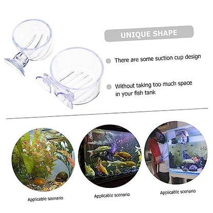 Toddmomy 4Pcs Aquarium Plant Cups with Suction Holders Red Worm Bloodworm Feeder Fish Tank Feeding Dish for Aquatic Plant Care and Fish Feeding Acrylic Easy Clean