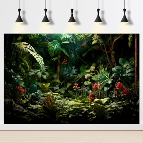 Rainforest Leaves Aquarium Background Jungle Green Leaf Texture Fish Tank Background Tropical Flowers Leaves Foliage Reptile Tank Backgrounds Tropical Jungle Reptile Enclosure Backgrounds 24x12in - color: Leaf Green, size: 24(W)x12(H)inches/ 60(W)*30cm(H)