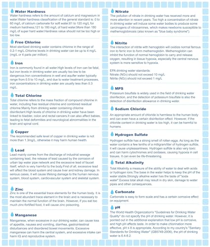 17 in 1 Water Testing Kits for Drinking Water, 100 Strips + 4 Bacteria Tests, Tap and Well Water Test Kit Easy to Test and Read for Hardness, Lead, Iron, pH, Copper, Bacteria and More