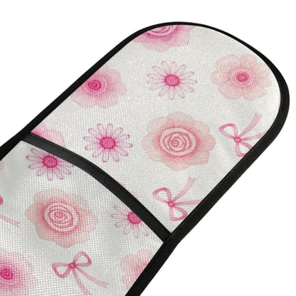 Dual-functionality Mitts and Pot Holders Sets High Heat Resistant Pot Holder Gloves Kitchen Aid BBQ (White Pattern French Floral) - color: White Pattern French Floral