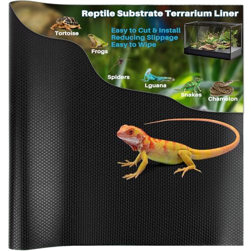 MAQIHAN Reptile Mat for Bearded Dragon Tanks - 6.5 FT Bearded Dragon Carpet | Black Terrarium Liner, Reptile Flooring, Tank Substrate for Leopard Geckos, Snakes, Tortoises and Lizards