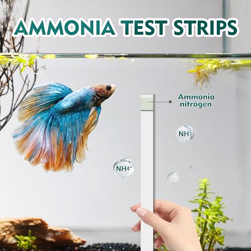 Ammonia Test Strips for Fish Tank, 50ct Ammonia Aquarium Test Strips | Accurate Water Testing for Saltwater & Freshwater Aquariums & Ponds, Easy to Use Aquarium Water Test Kit - color: ammonia test strips
