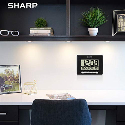 Sharp Atomic Digital Alarm Clock | Auto Set, Time Display, Date Display, Temperature Display