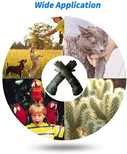 Animal Handling Long Gloves 23.6IN/60cm Waterproof,Cowhide Anti-Scratch/Bite Bird Handling Falcon Gloves Grabbing, Pet Cat Bathing Dog Bird