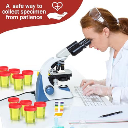 Geiserailie 100 Pcs Urine Cups 4oz Disposable Specimen Container,Red | Pee Cups for Testing, Leak Proof Screw on Lids for Safe Urinalysis Pee Stool Sample Collection Analysis - color: Red