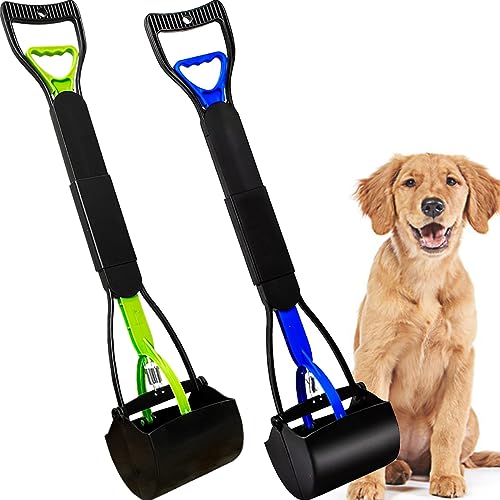 2-Piece ofPooper Scooper for Large Small Dogs Heavy Duty, Long Handle Poop Scoop for Yard, Grass, Gravel, Dog Poop Grabber with High Strength Material and Durable Spring - size: 2 Piece(28-inch length)
