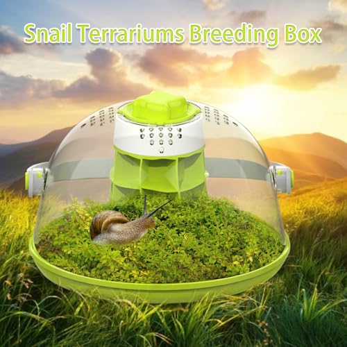Snail Habitat Terrarium, Round Snail Enclosure with Feeding Design | Large Viewing Area, 360° Observation, Removable Base, Snail Habitat, Spider Enclosure & Small Reptile Habitat