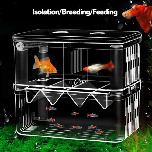J-star Extra Large Fish Breeder Box for Aquarium Tank, Acrylic Breeding Box for Guppy/Betta/Shrimp/Clownfish, Baby Fish Hatchery & Isolation Tank - size: X-Large