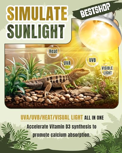 Heat Lamp Bulbs, 80 Watts UVA UVB Reptile Heat Bulb, 1 Pack | Full Spectrum, Basking Spot Light, Simulate Natural Sun Light, For Reptile and Amphibian, Silver