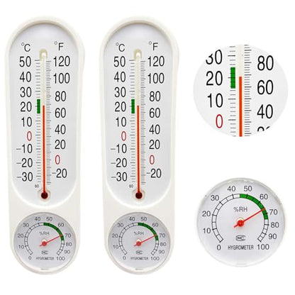 2 Pieces Outdoor/Indoor Thermometer Hygrometer, Vertical Temperature Humidity Gauge Meter with Fahrenheit/Celsius Thermometers Humidity Meter for Patio Garden Cellar Greenhouse