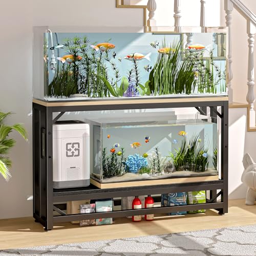 METYERRY 55 Gallon Fish Tank Stand with Power Outlet,Adjustable Shelf | 860 LBS Heavy Duty Metal Frame, Fits Fish Tanks Reptile Tanks and Turtle Tanks, Water Resistant Board, Home Aquarium Setup - color: Black, size: 55 Gallon