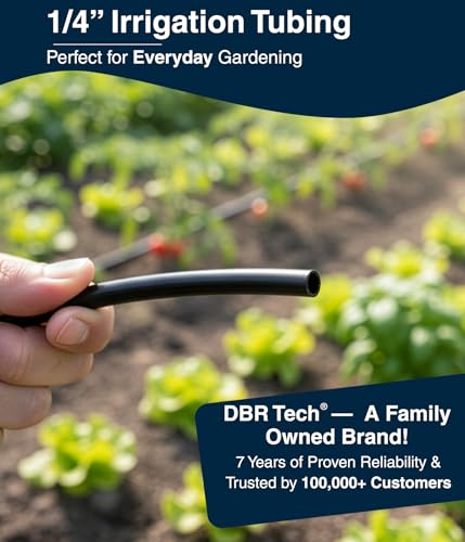 DBR Tech® 1/4 Drip Irrigation Tubing, 100 Feet, Flexible PVC Plastic Drip Irrigation Hose for Gardening, Misting, Hydroponics and DIY Landscape Garden Projects, Blank Distribution (100ft, Black) - color: Black, size: 100ft