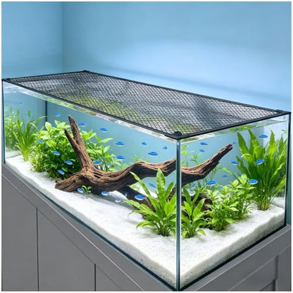 Fish Tank Lid Mesh Screen Netting, Mesh to Protect Jumping Out of Fish Tank, Adjustable Size for Aquarium Screen Top Cover - size: 60x40cm/23.62x15.75"