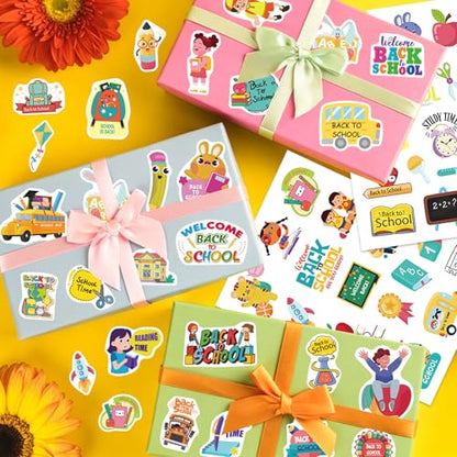 369Pcs Welcome Back to School Stickers Stickers, Self Adhesive First Day of School Sticker School Themed Stickers for Craft Supplies Classroom Rewards Party Decorations - style: Back to School