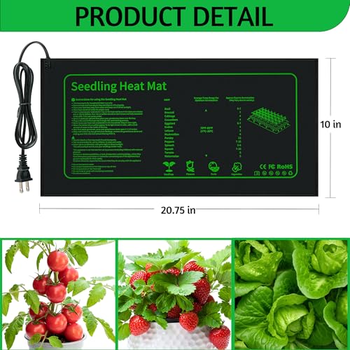 LOCONHA Seedling Heat Mat for Seed Starting, 10" x 20.75" Waterproof | Heating Pad for Indoor Plants Germination (Black 1 Pack) - color: Black 1 Pack