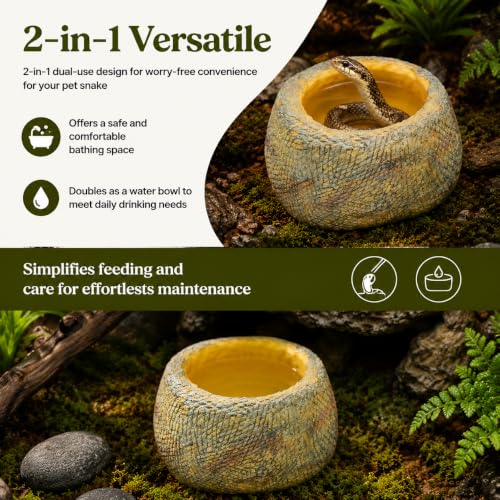 Snake Bathing Pool, Reptile Water Bowl, Bath Tub for Ball Python, Bearded Dragon, Gecko, Lizard, Soaking Pool for Reptile Habitat, Terrarium, Reptile Accessories