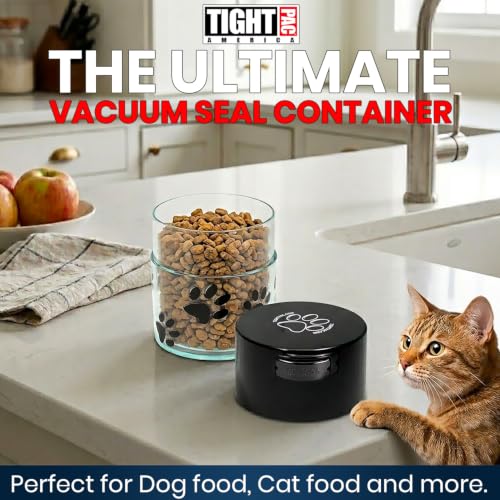 Pawvac 3 Ounce Vacuum Sealed Pet Food Storage Container; Black Cap & Clear Body/Black Paws - color: Clear Paws, size: TV2