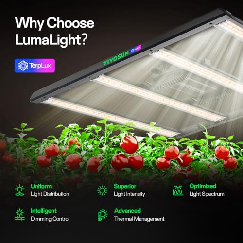 VIVOSUN LumaLight 320W LED Grow Light, Full Spectrum Indoor Plant Light | Deep Canopy Penetration, Smart Dimmable LED Bar Lamp for Vegetables, Herbs, Flowers, 3x3ft Coverage, GrowHub Compatible - size: 3.1x3.1
