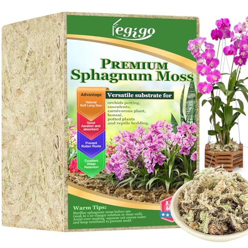3.3lb Sphagnum Moss for Plants, 60QT Orchid Moss Potting Mix | Long Fiber Sphagnum Moss Dried for Plants Indoor, Orchid Repotting, Succulent, Carnivorous Plants, Terrarium and Reptiles - size: 3.3lb