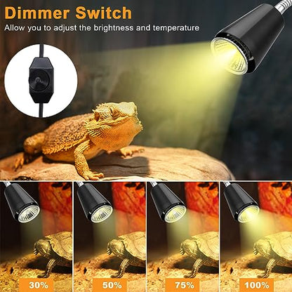 Reptile Heat Lamps, UVA/UVB Turtle Heat Lamp,Turtle Aquarium Light Bulbs, Heating Lamps with 360° Rotatable Heat Lamp for Lizard Turtle Snake Aquarium Aquatic Plants,2 Heat Bulbs 110V - color: Timed-99%uva+3%uvb Turtle Lamp+2bulb