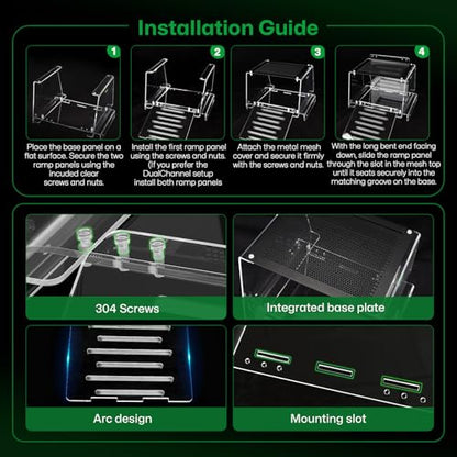 Turtle Basking Platform & Dock Stainless Steel Turtle Ramp Topper Decor for Red Eared Slider Hanging Habitat Enclosure Cage Non-Slip Surface Cuckold Tank with Lid Tortoise House Semi Aquatic Terrapin