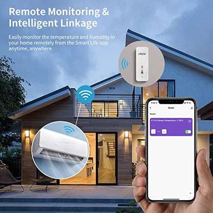 eMylo WiFi Hygrometer Indoor Thermometer Room Thermometer and Humidity Meter, Mini Humidity Gauge with Notification Alerts & Data Storage, Temperature Humidity Monitors for Home, Greenhouse, Baby Room