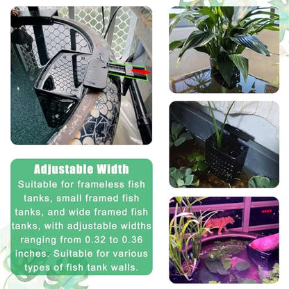 2PCS Adjustable Aquarium Plant Holder, Aquarium Planter Cup Adjustable Thickness To 2.36" Height to 3.9", Fish Tank Plant Holders with Hooks and Suction Cup for Fish Tank Accessories Black - color: Black