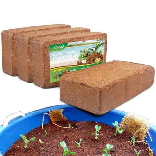 Coco Coir Brick - 4 Pack Coconut Soil - Low EC & PH Balance - High Expansion - Renewable Coco Fiber for Herbs & Flowers - size: 4 Pack