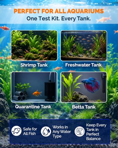 Digital Aquarium Water Test Kit, App-Enabled 10-in-1 Fish Tank Test Kit for Freshwater & Saltwater, Aquarium Test Strips for Fish Tanks, Reef, pH, Ammonia, Nitrate, Nitrite, GH, KH, Chlorine