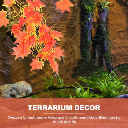 LALAFINA Reptile Vine Plant and Terrarium Fake Vine Leaves for Reptile Tank Decor, Artificial Climbing Plant for Lizard and Gecko Habitat Decoration