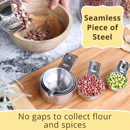 Simply Gourmet Measuring Cups Set of 7, Stackable, 304 Premium Stainless Steel, Kitchen Gadgets for Measure Liquid and Dry Ingredients, Cooking & Baking - size: 7 Piece Set