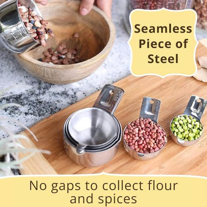 Simply Gourmet Measuring Cups Set of 7, Stackable, 304 Premium Stainless Steel, Kitchen Gadgets for Measure Liquid and Dry Ingredients, Cooking & Baking - size: 7 Piece Set