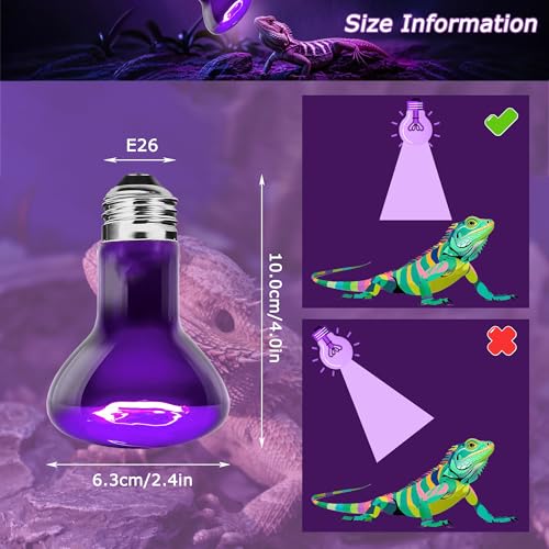 Reptile Moonlight Bulb,60W Soft Purple Night Light for Terrariums