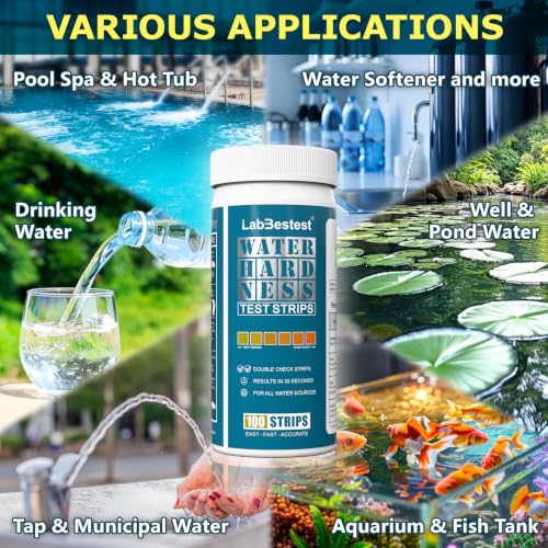 Water Hardness Test Kit & Hard Water Test Strips for Softener | Double Check Strips, Hardness Tester for Home, Drinking, Aquarium, Pool, Well, Tap and All Water Sources, 0-425 ppm/0-25 gpg