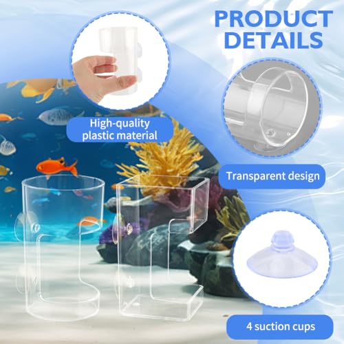 2pcs Fish Tank Feeding Tray w/Suction Cup - Aquarium Fish Feeding Tube | Acrylic Fish Food Holder Automatic Fishing Feeder Aquarium Tank Divider Supplies Breeder Box for Aquarium